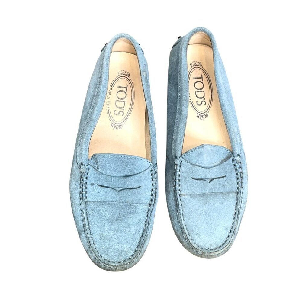 TOD’S Light Blue Suede Driving Loafers Flats – Size 37